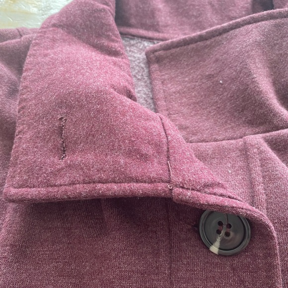 prAna Catrina organic cotton fleece jacket size Large peacoat purple burgundy - Picture 13 of 14